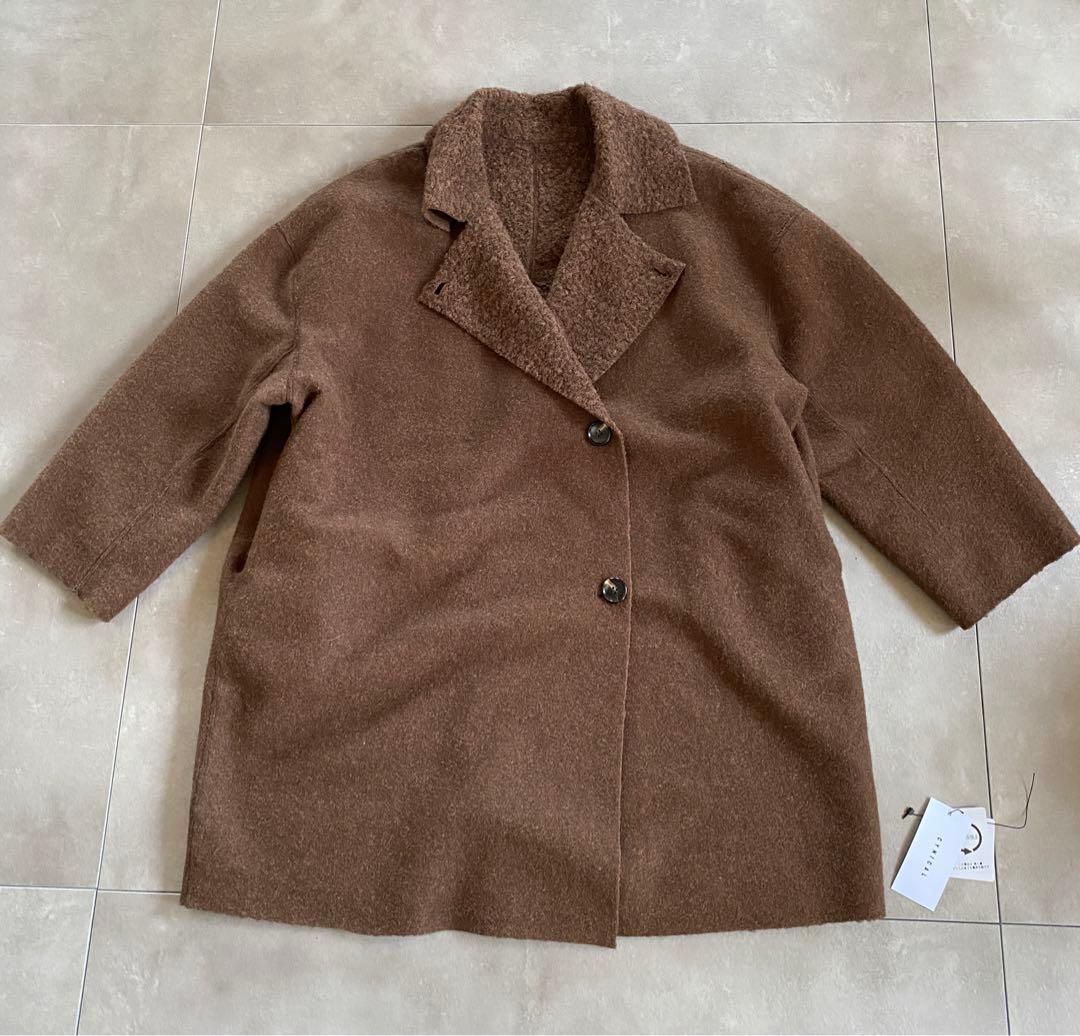 CYNICAL ボアスライバーニットリバーシブルコート ジャケット ブラウン