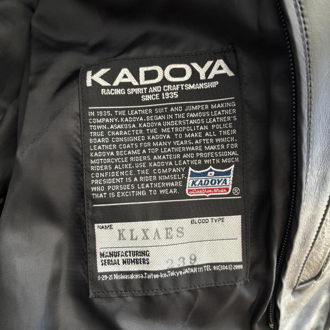 美品・LL】KADOYAカドヤ/EVO/ダブルライダース/キルティングライナー