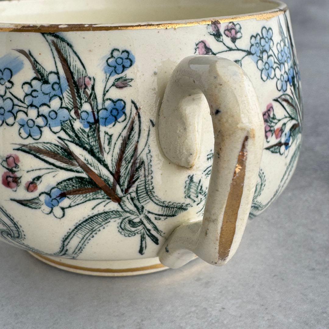 フランスアンティーク クレイユモントロー リボンと勿忘草 ティー