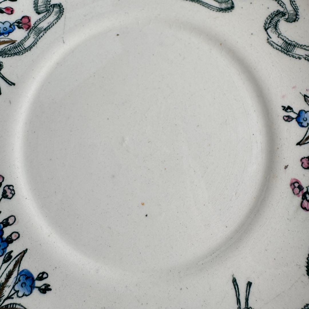 フランスアンティーク クレイユモントロー リボンと勿忘草 ティー