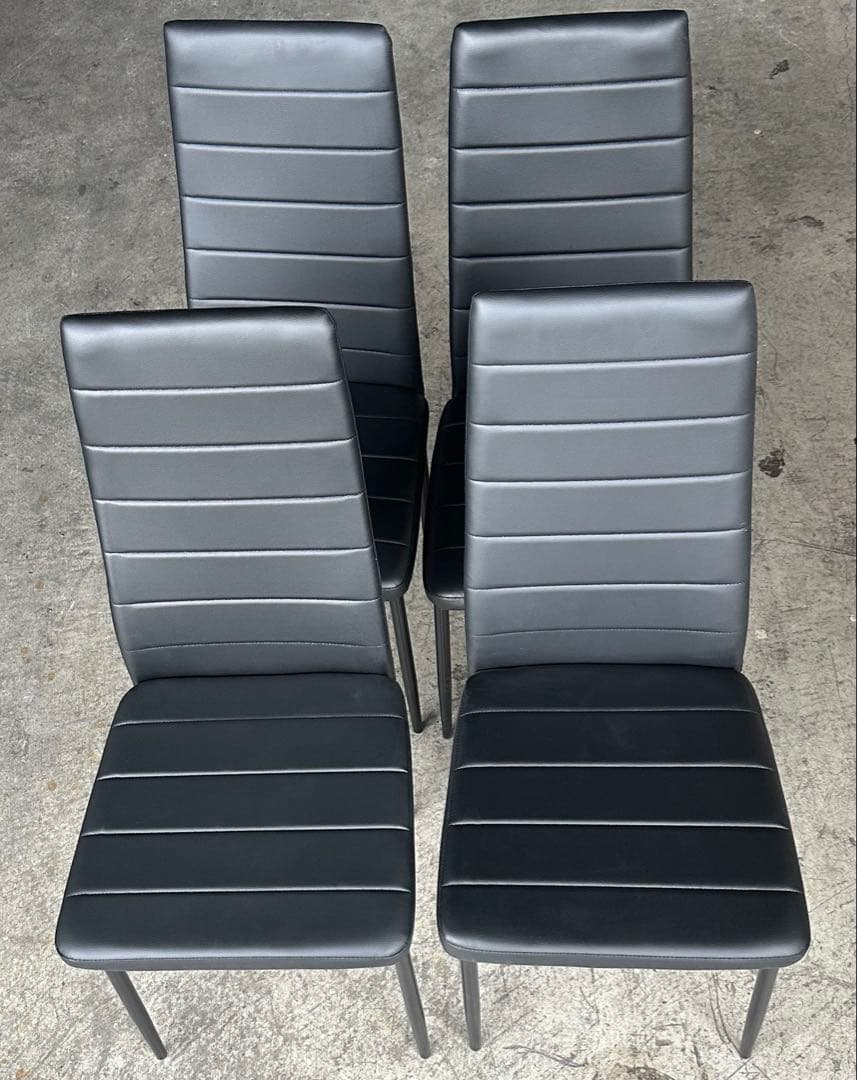 ダイニングチェア レザー 食卓椅子 北欧 リビングチェアブラック　4脚セット タンスのゲン ダイニングチェア 4脚セット ダイニングチェア― 北欧