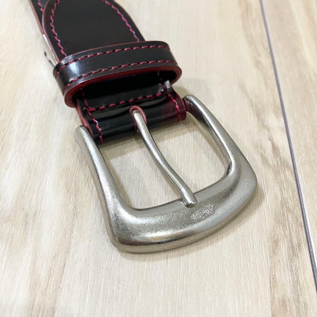 ✨美品✨ジャンポールゴルチエ レザー ベルト 黒×赤 ロゴ型押し