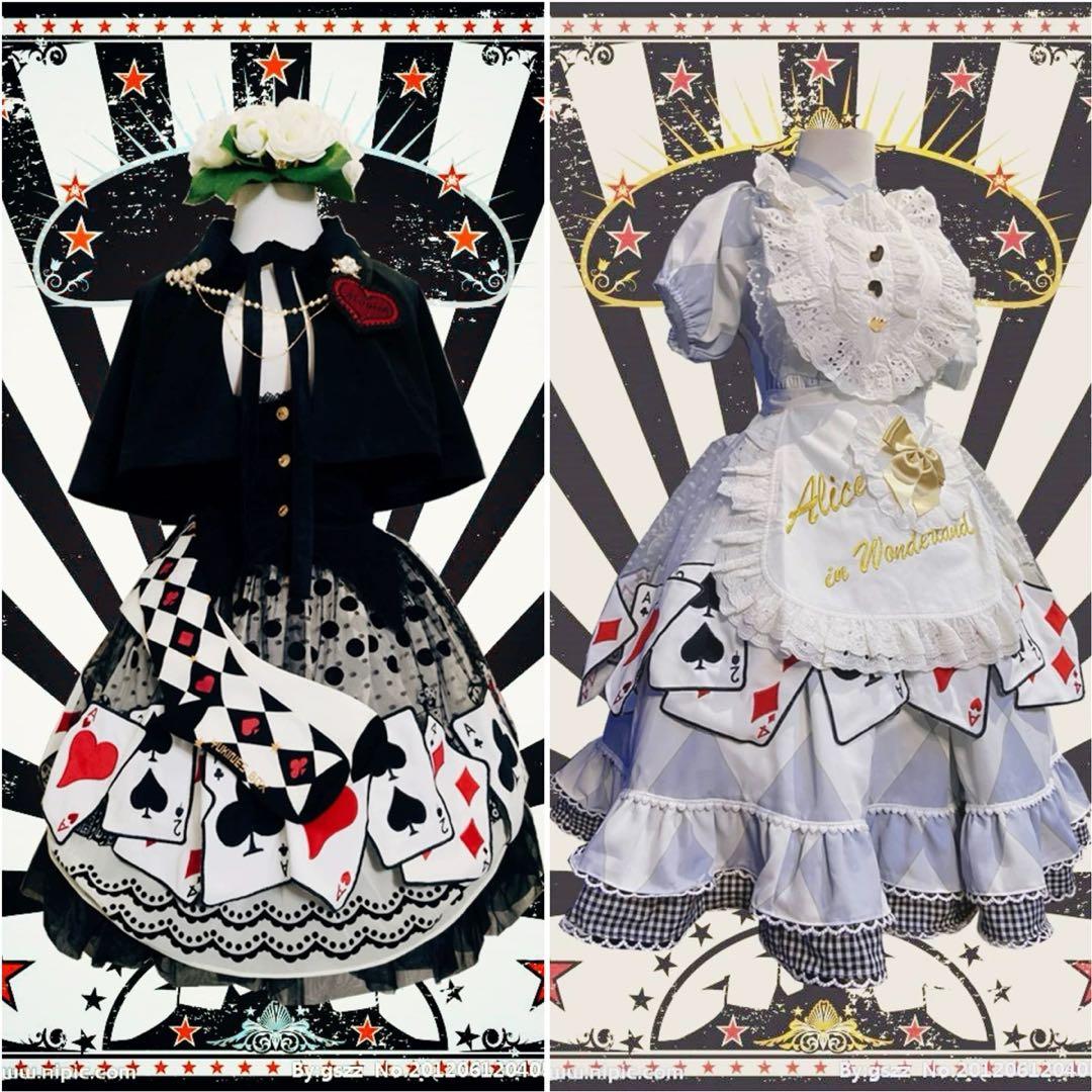 新品 ロリータ アリス風 トランプ柄エプロン 黒 - メルカリ