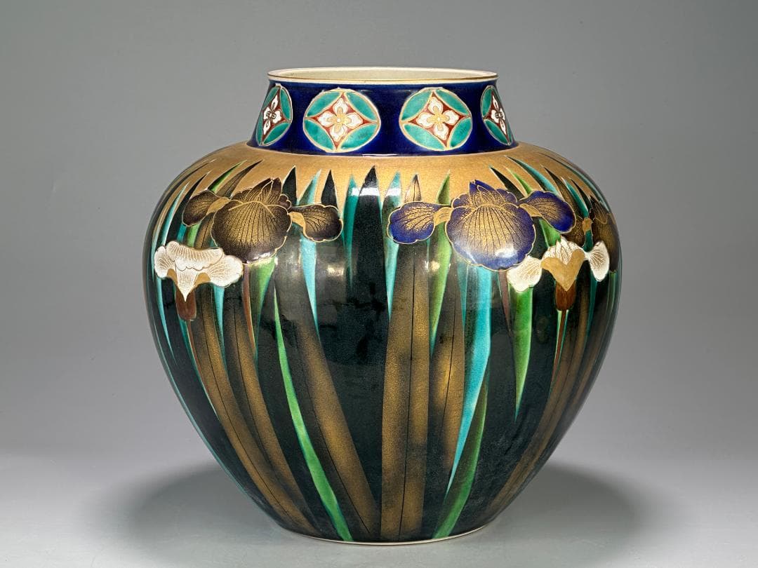 九谷焼 九谷焼名工 錦園窯 山上義正作 花瓶 陶器 共箱