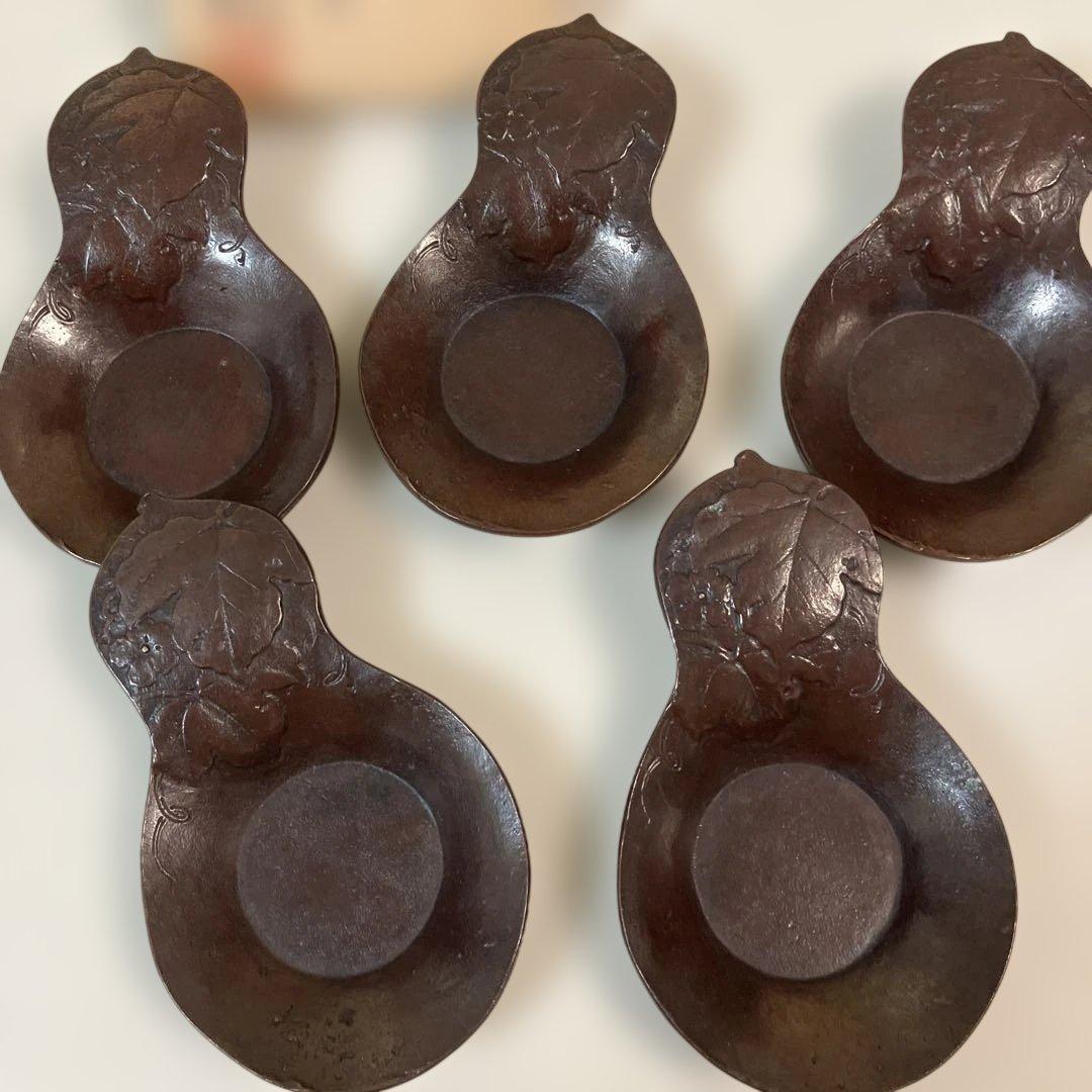 茶道具 鋳銅製 兵丹茶托 5客 共箱 - メルカリ