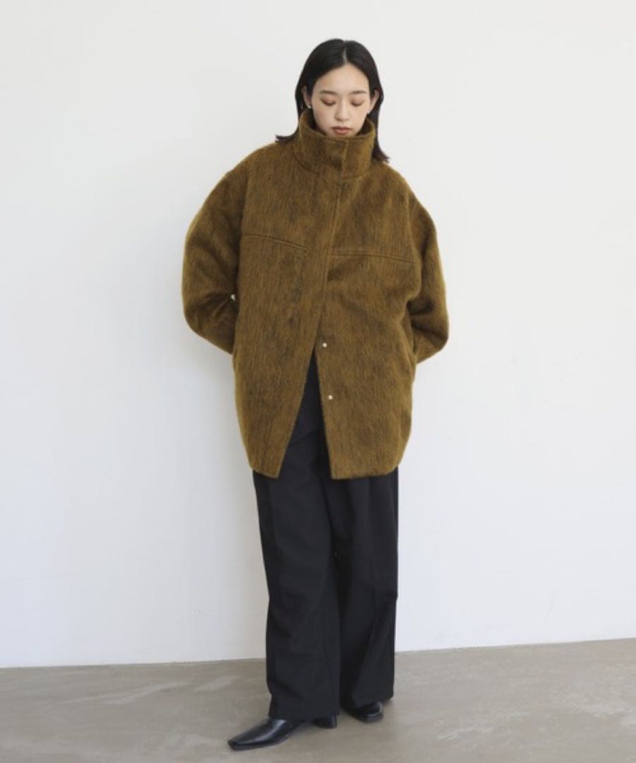 冬コート❣️シャギースタンドカラーコート シャギーコート マスタード