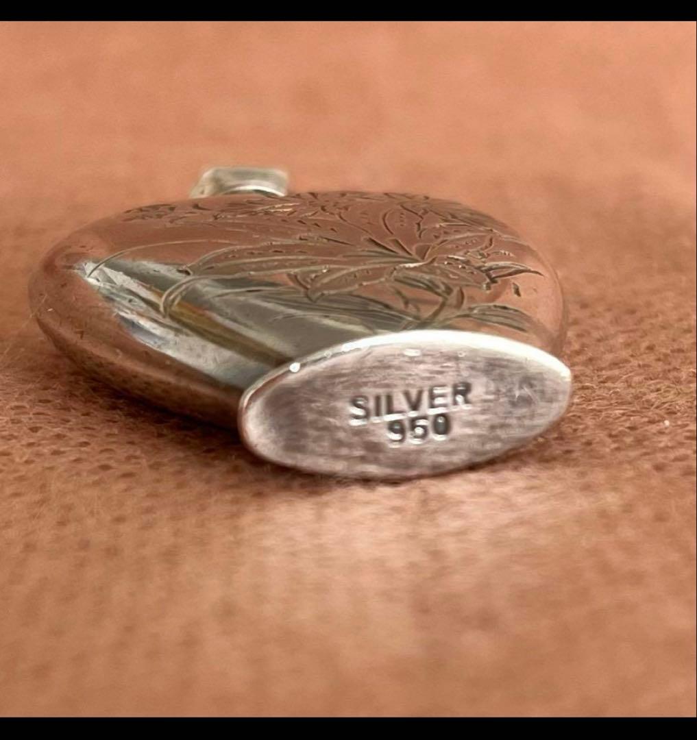 銀製 香水瓶 花の彫刻 SILVER 950