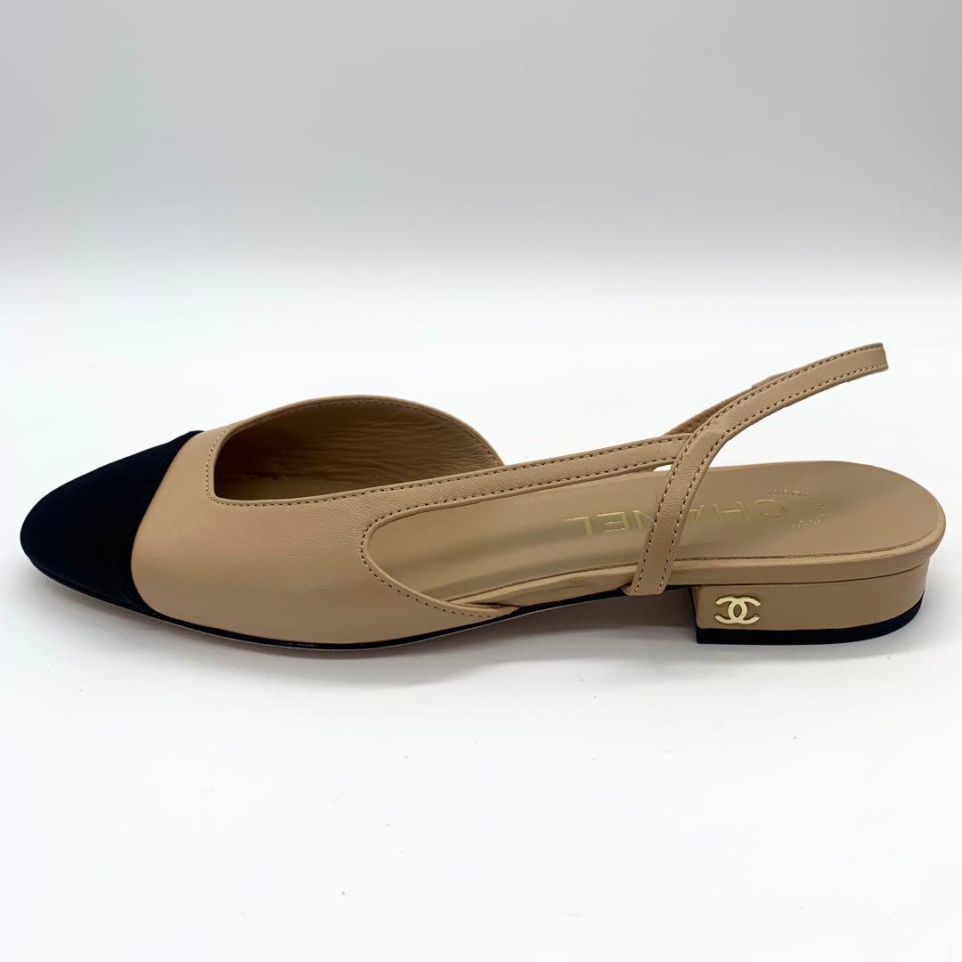 美品 現行 シャネル アンクルベルト パンプス ココマーク ベージュ