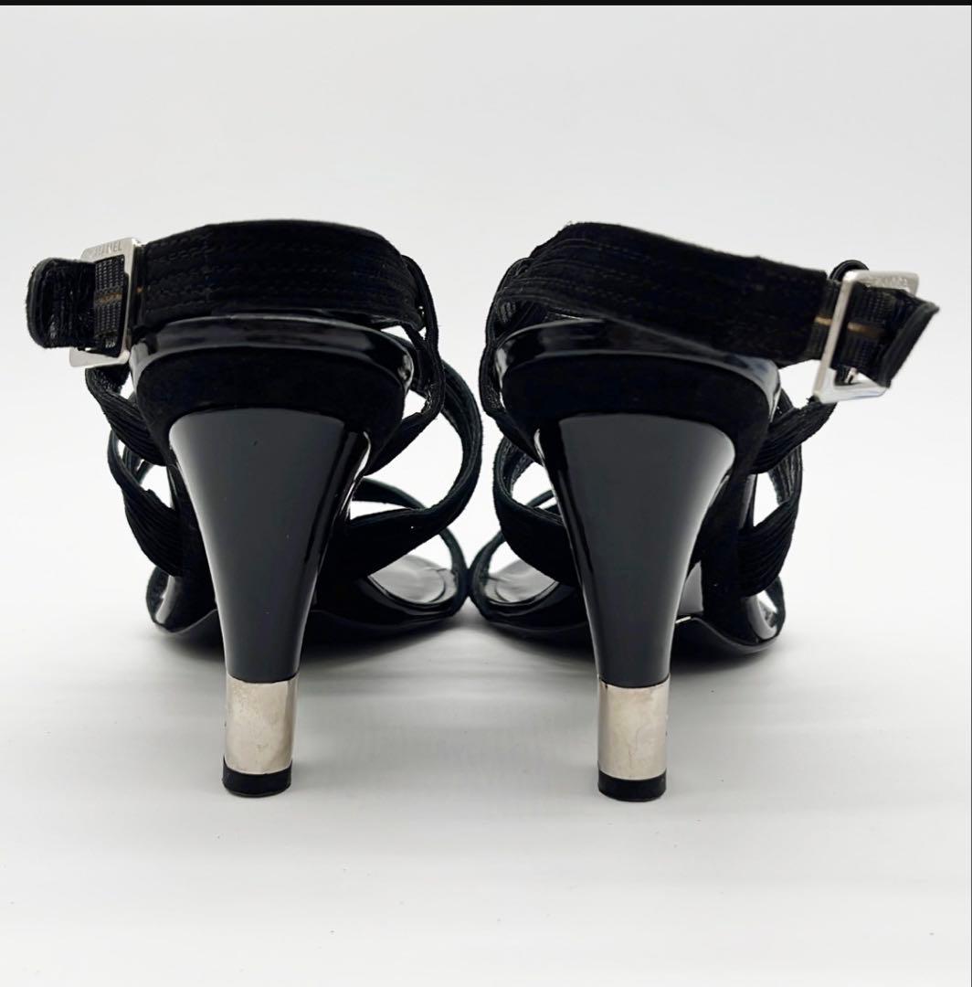 CHANEL サンダル ブラック レザー 37.5 箱・保存袋付き - メルカリ