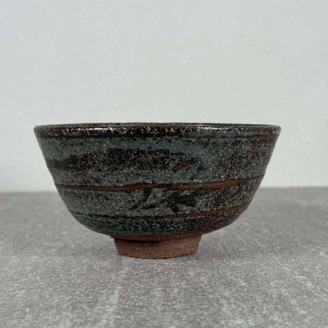 真作】加藤泥二（政雄）絵唐津 茶碗 共箱 瀬戸名門◇加藤周兵衛 直系