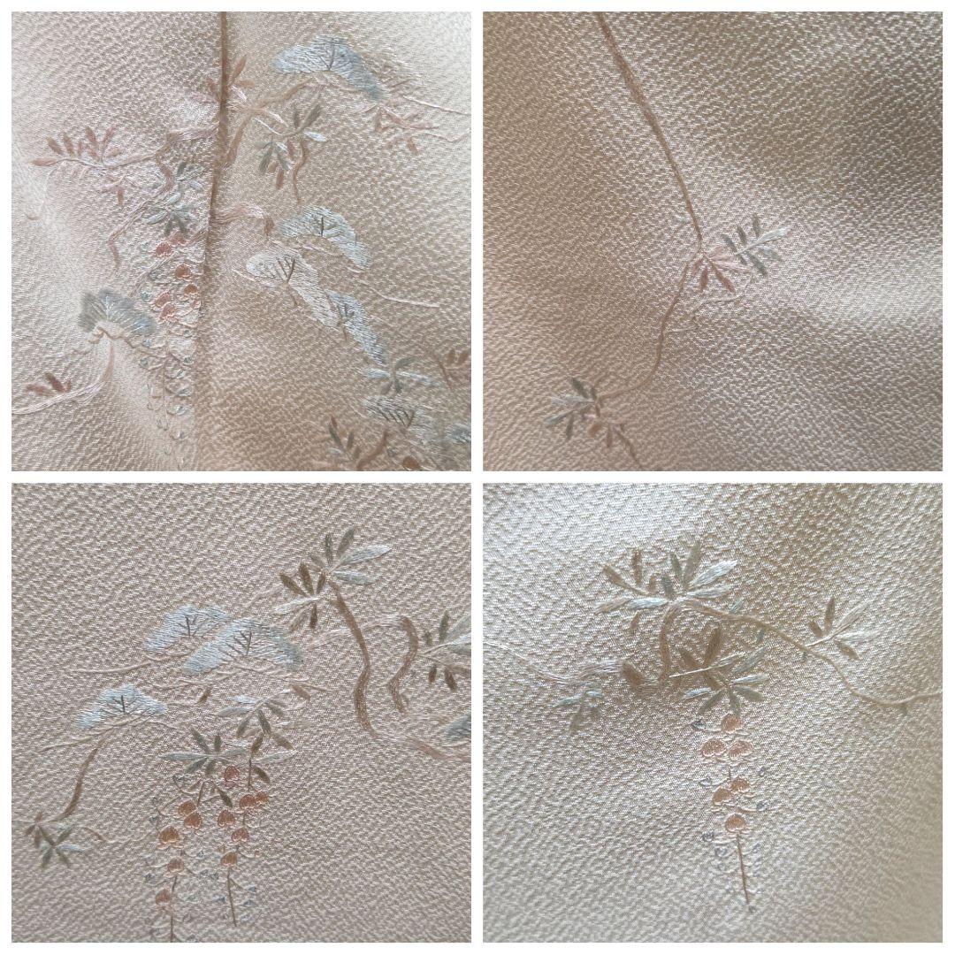 C 美品 中国三大刺繍 蘇州刺繍 暈し 藤の花 袷 正絹 付下げ 着物