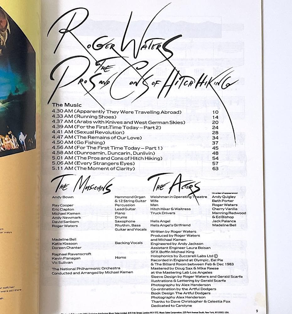 絶版本 楽譜 スコア ロジャー・ウォーターズ ヒッチハイクの賛否両論
