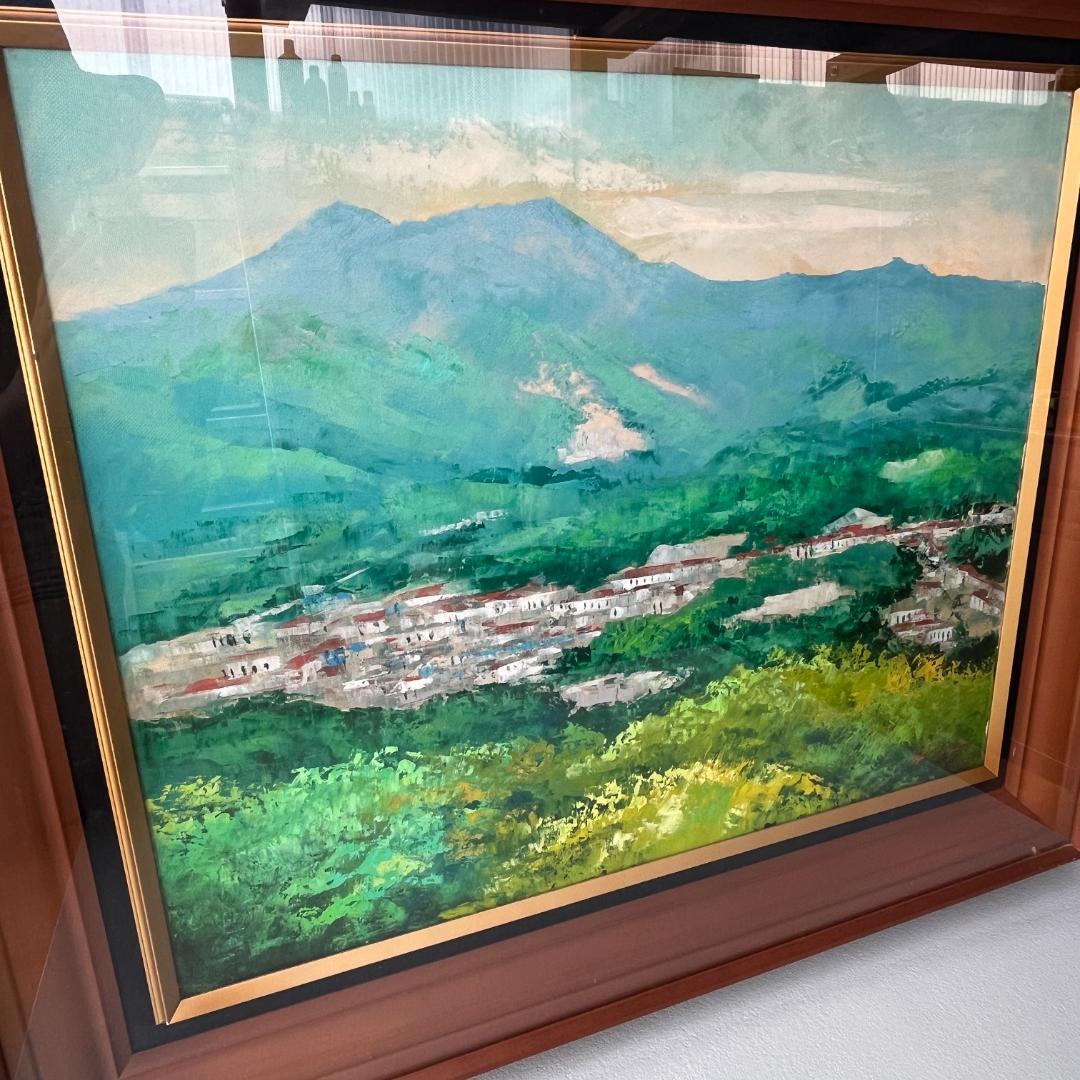 額縁付き 広瀬和之 F12 油彩画 雲仙