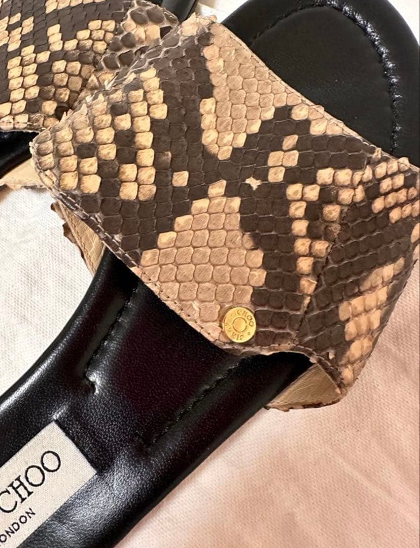JIMMY CHOO ヘビ革スネークパターンミュール - メルカリ