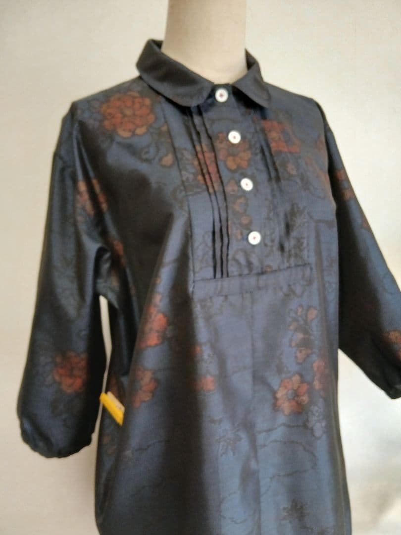 着物リメイク☆本場大島紬反物から☆ワンピース☆&ポシェット - メルカリ