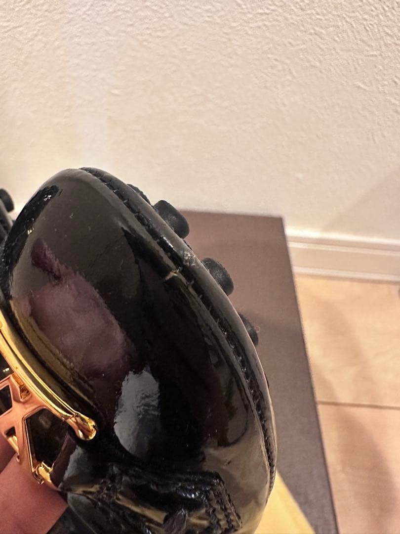 【美品】ルイヴィトン LV金具 ドライビングシューズ エナメル　23.5cm