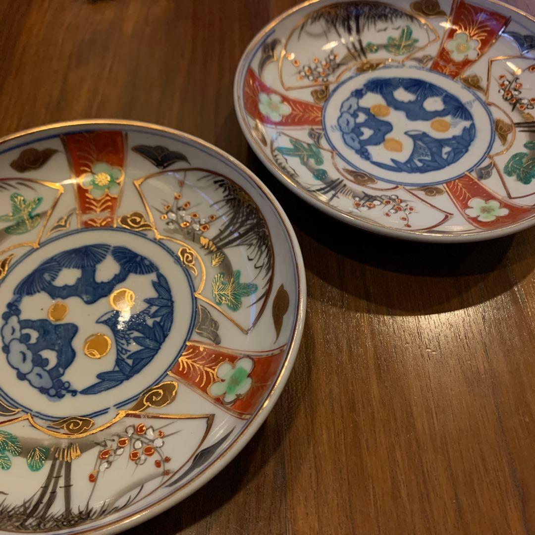古伊万里金彩赤絵皿 江戸幕末 2枚 アンティーク皿 - メルカリ