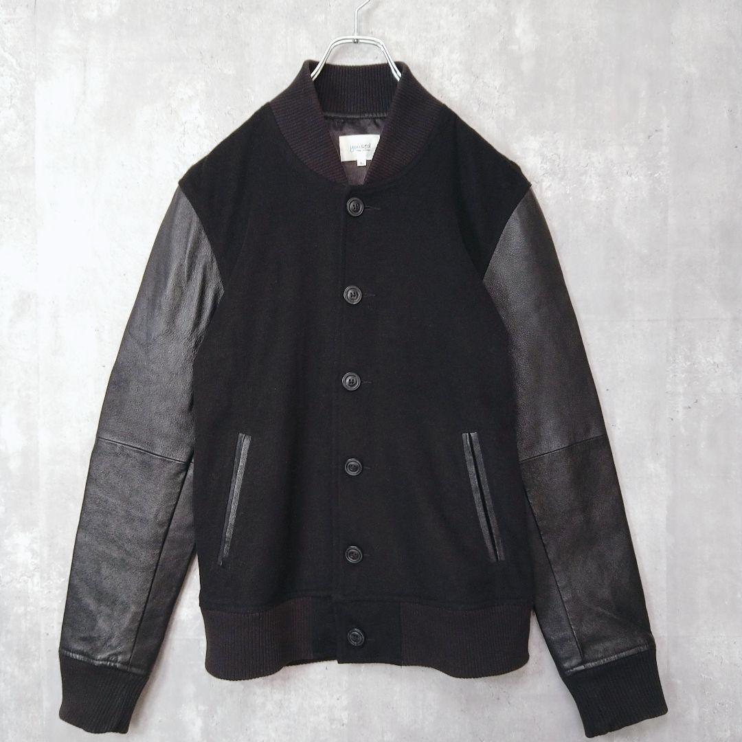 yoused ウール レザー スタジャン Lサイズ ブラック 状態良好 袖レザー