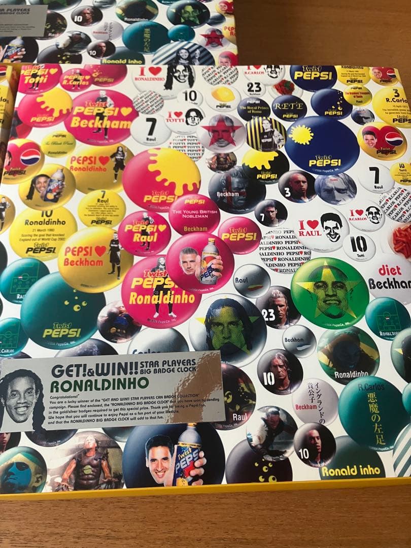 非売品未使用】ペプシ缶バッチ壁掛時計3点セットロナウジーニョ