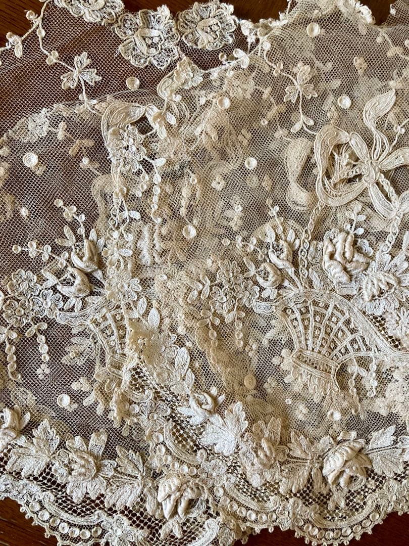 フランスアンティーク立体の花びら チュールレース ウエディング用