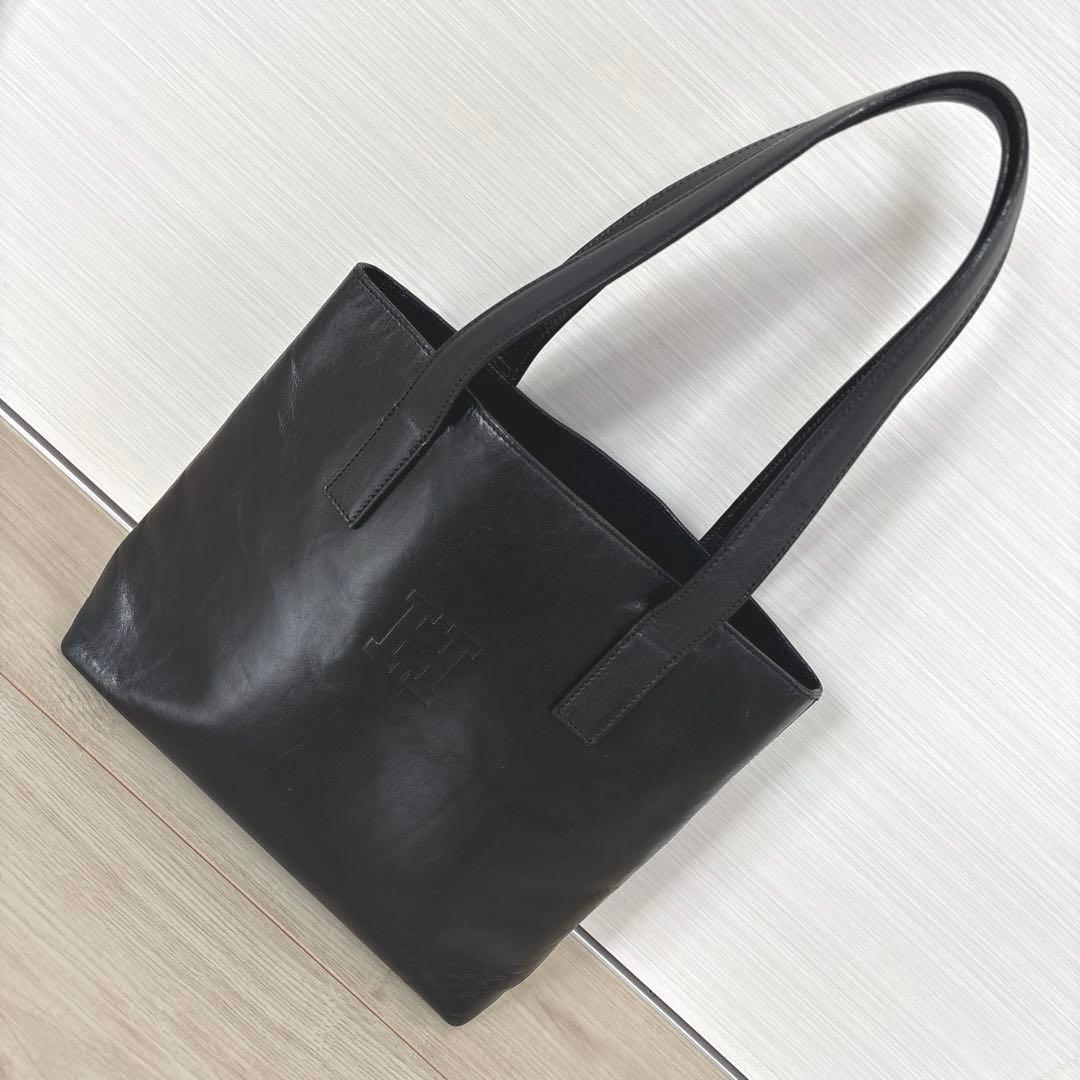 綺麗！HIROFU ヒロフ ブラックレザー トートバッグ ワンショルダー