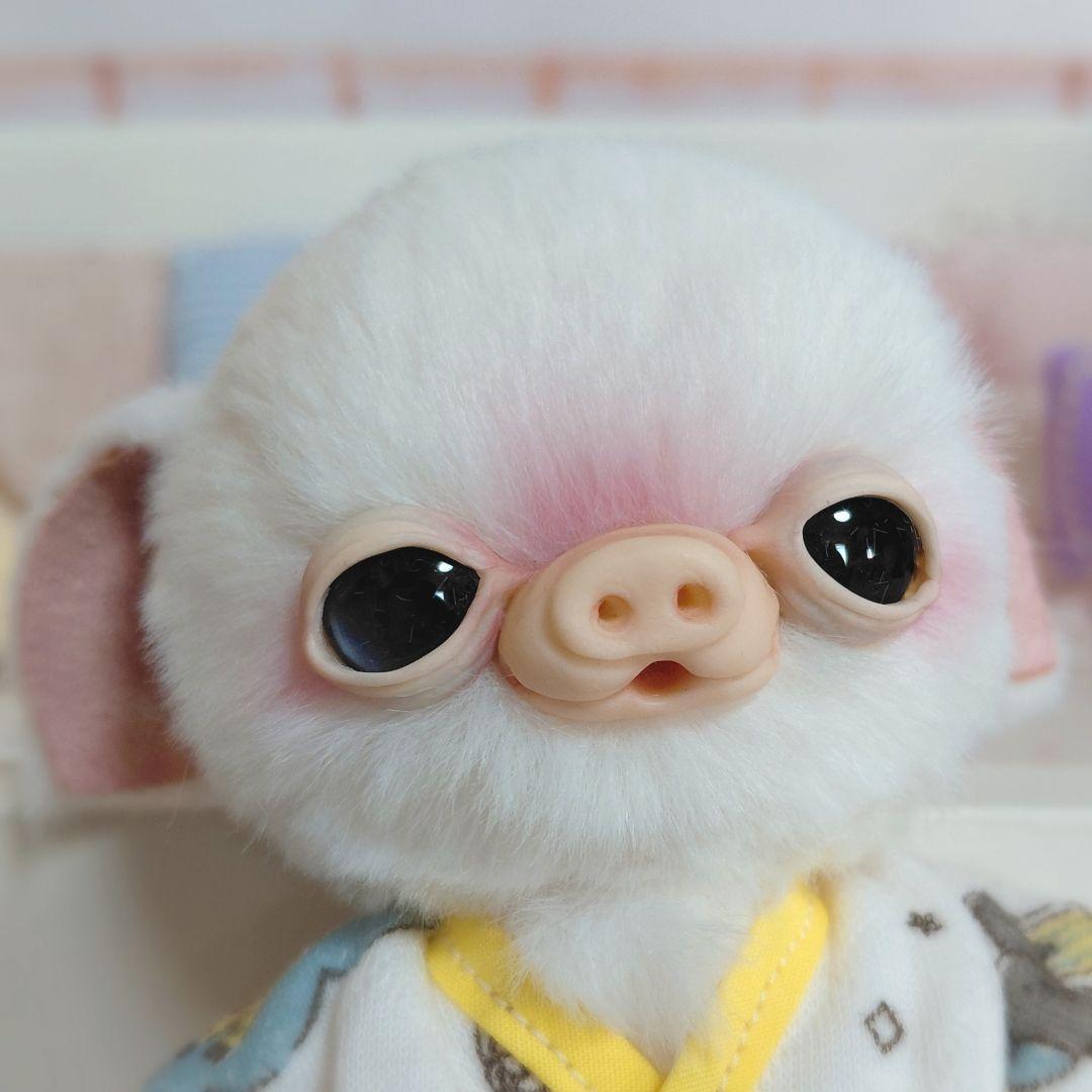 ミニブタちゃん　アートドール　ぬいぐるみ 布と粘土で動くぬいぐるみ作ってみた[How to make an angel cat art