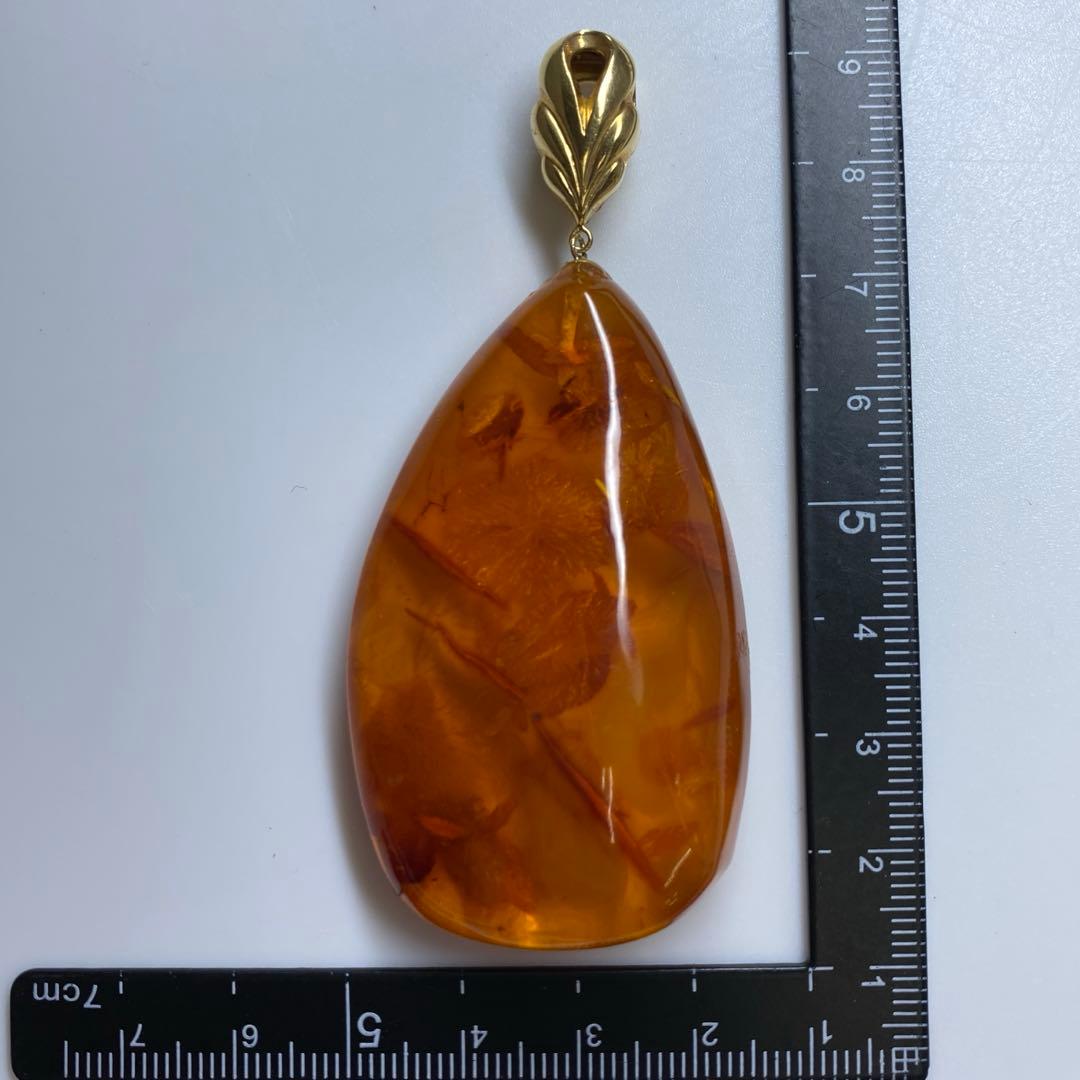 K18刻印 本琥珀 ネックレストップ 19.4g 東キ7-0927☆2Fトコニ