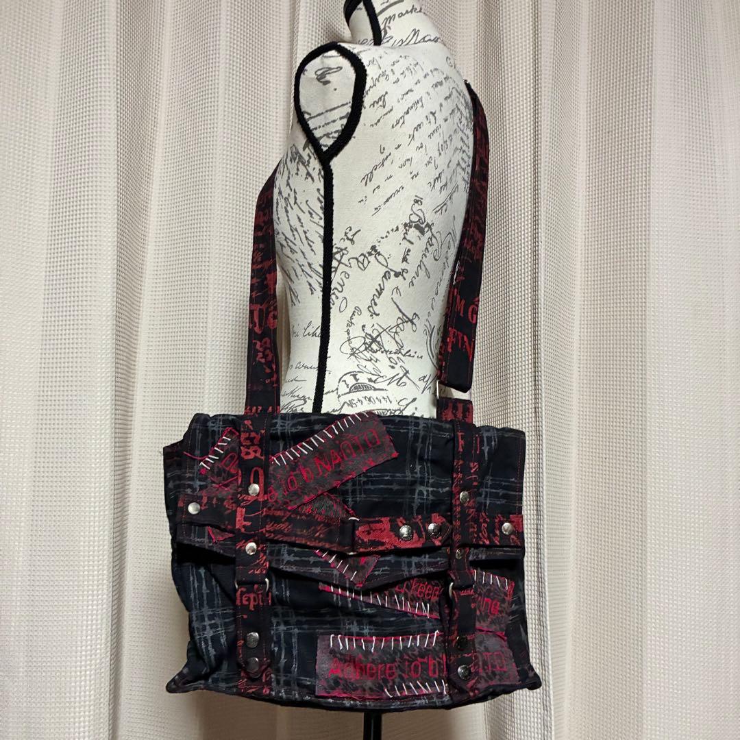 専用h.NAOTO パンク ロック ショルダーバッグ 赤 黒 レッド ブラ