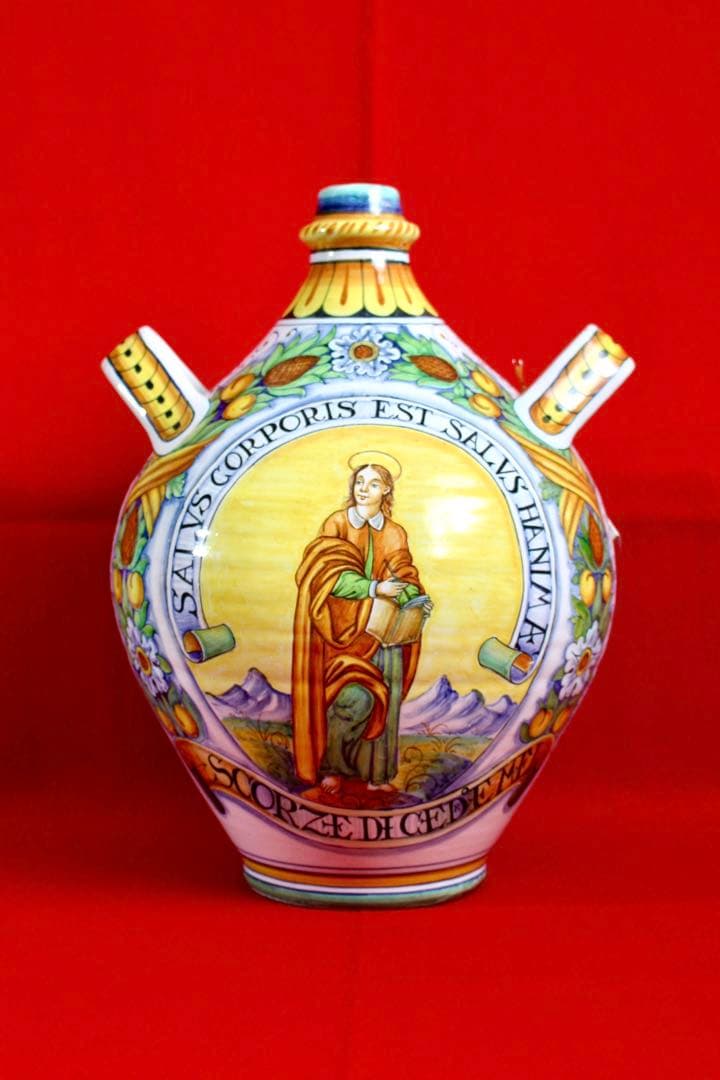 イタリア雑貨【デルータ　マヨルカ焼き　壺　花瓶】 イタリア製 輸入雑貨 花瓶 マヨルカ焼き デルータ Deruta ドラゴン