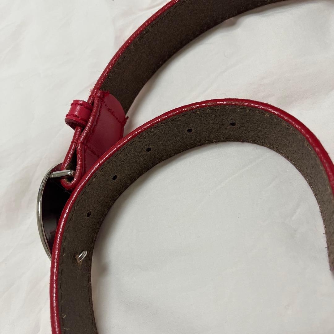 vivienne Westwoodバックル ベルト シルバー レッド レザー - メルカリ