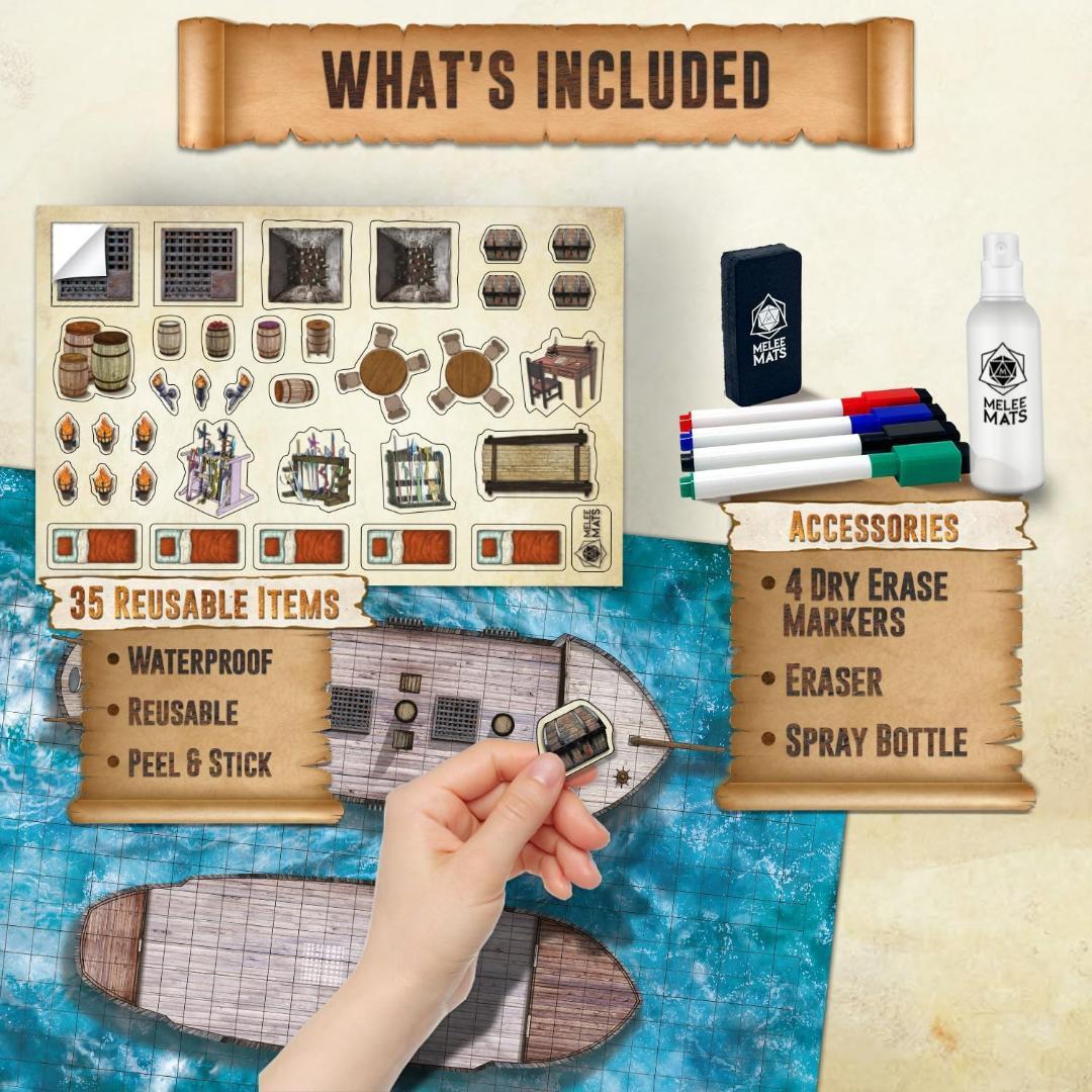 Melee Mats DNDマップスターターキット 24x36インチ2パック両面