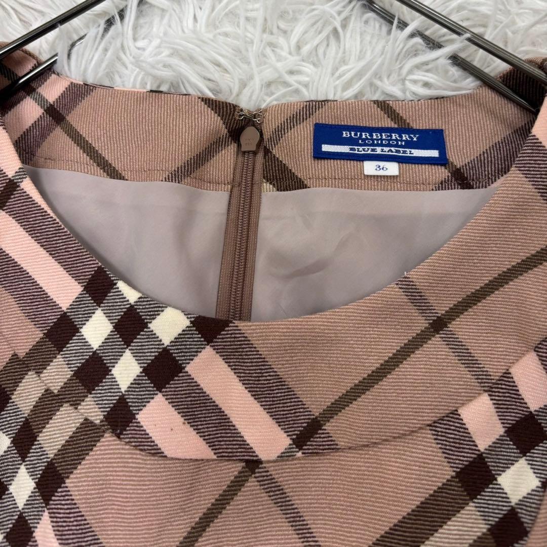 バーバリーブルーレーベル ワンピース ノバチェック フレンチスリーブ