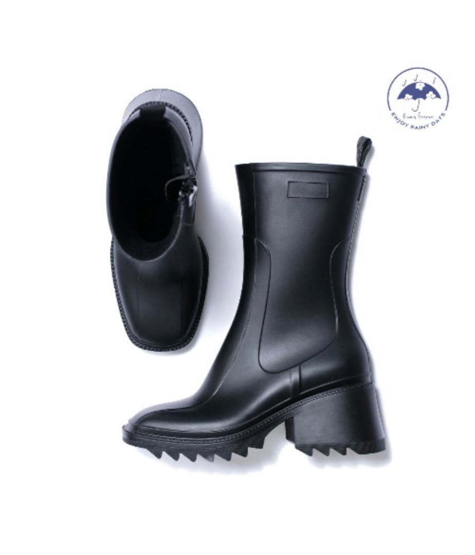 【送料込/新品未使用】エマフランシス　レインブーツ レインブーツ （ブラック ラバー） -Emma Francis / エマ フランシス