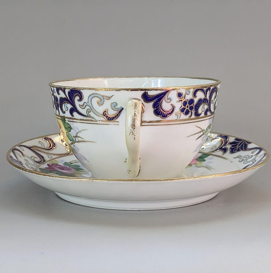 オールドノリタケ銘品!! 金彩藍帯薔薇図紋 キャビネットカップ