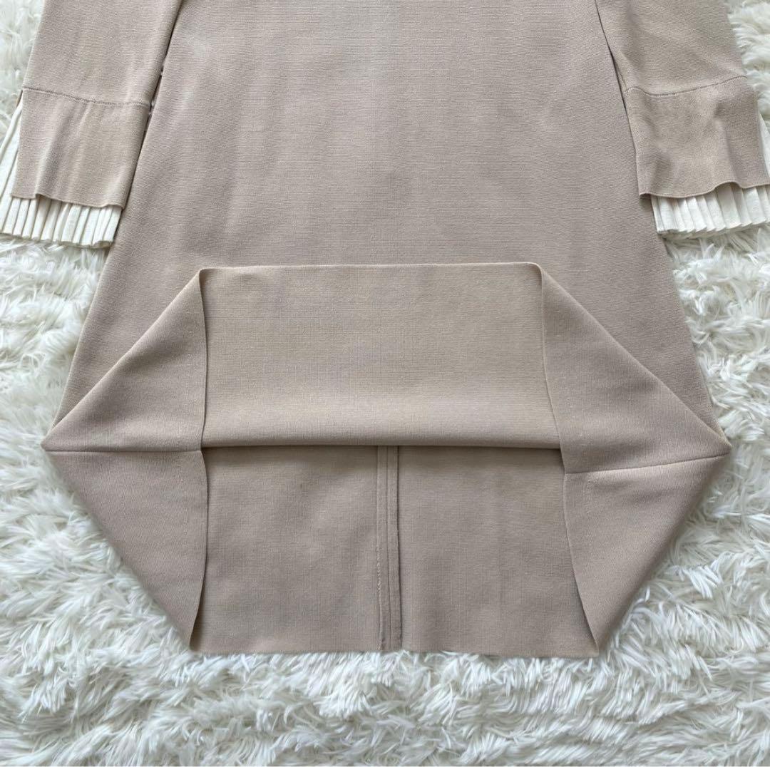 フォクシー ニットワンピース 袖口プリーツ バイカラー ロング 40