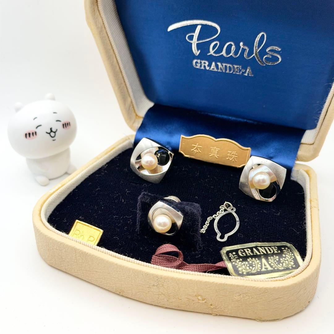 GRANDE-A 本真珠 Pearls ネクタイピン カフスボタン 箱付き - メルカリ
