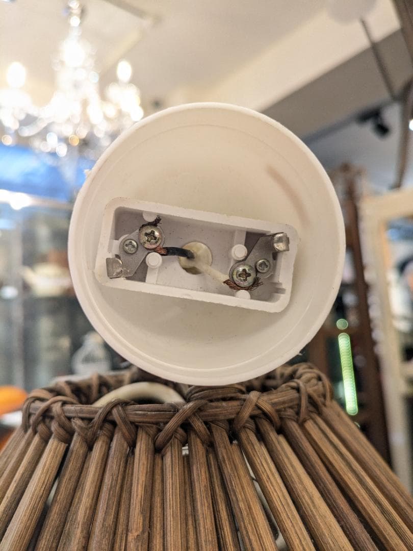 廃盤希少】 東京メタル工業 ペンダントライト 照明 ラタン 籐 茶