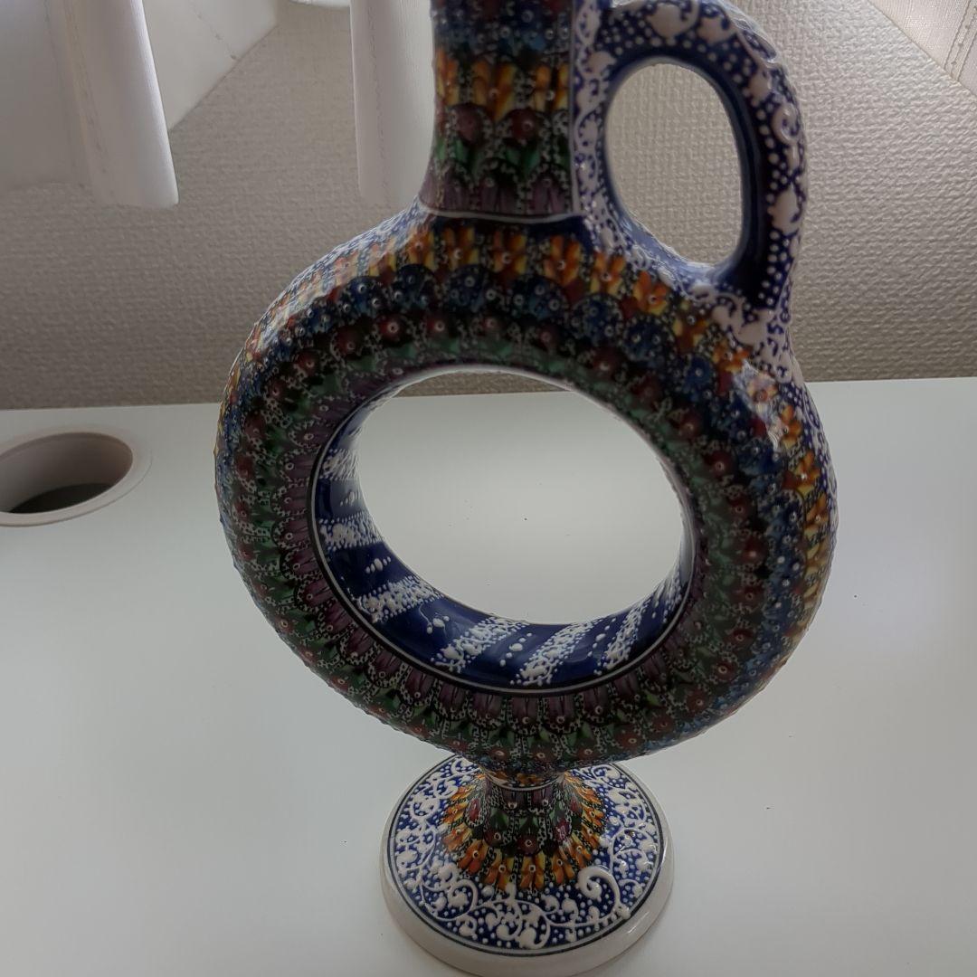 トルコ雑貨【アヴァノス陶器 飾り壺 ワインデキャンタ】 トルコ雑貨