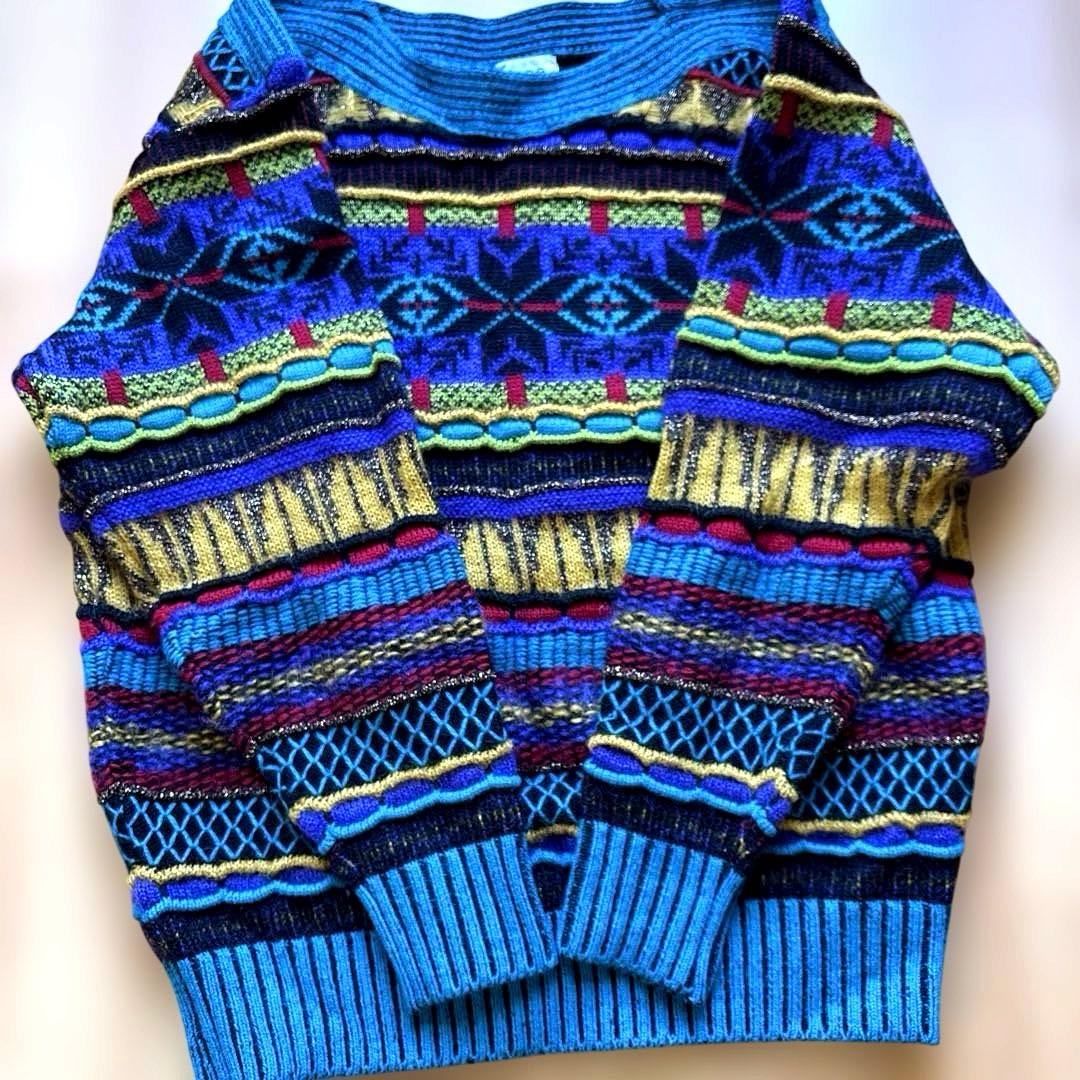 ficce 幾何学模様 マルチカラー ニットセーター