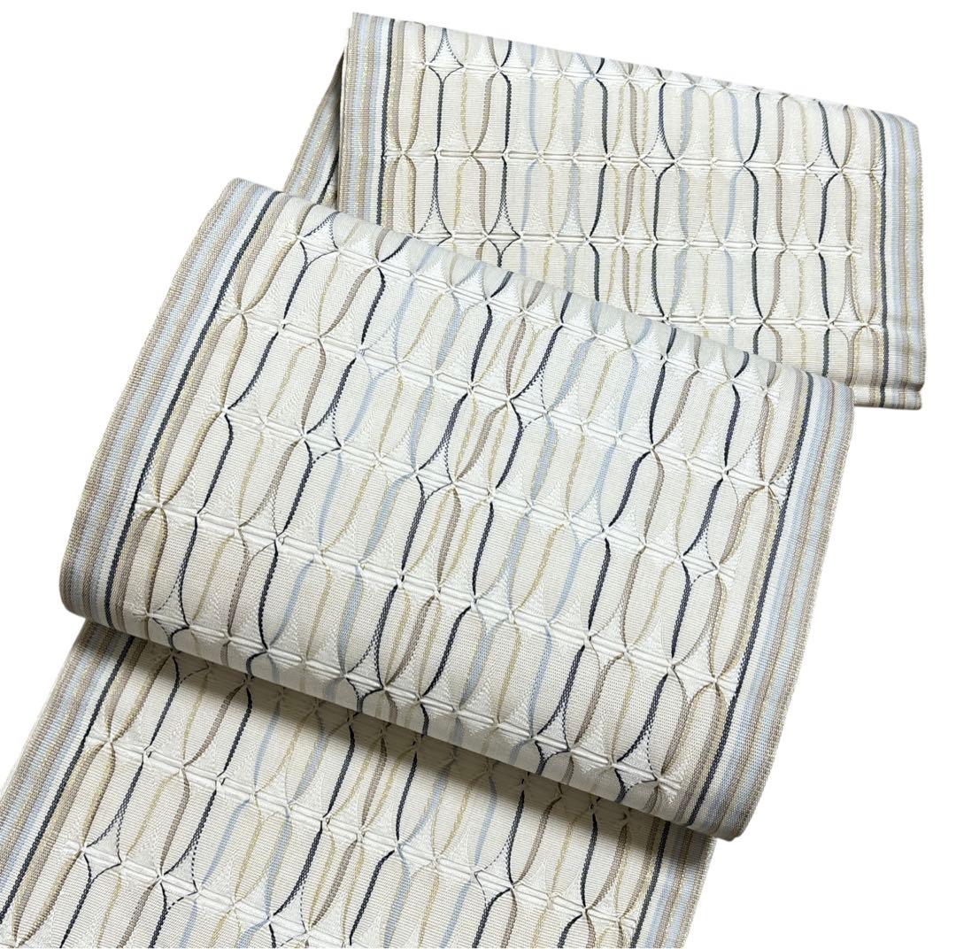 AA19美品袋帯 六通柄 金糸　ひなや工房の織り模様　洒落袋帯 正絹 着物 袋帯 六通柄 良品 フォーマル用 正絹 古典柄 金糸 帯 金・銀 | 六通柄