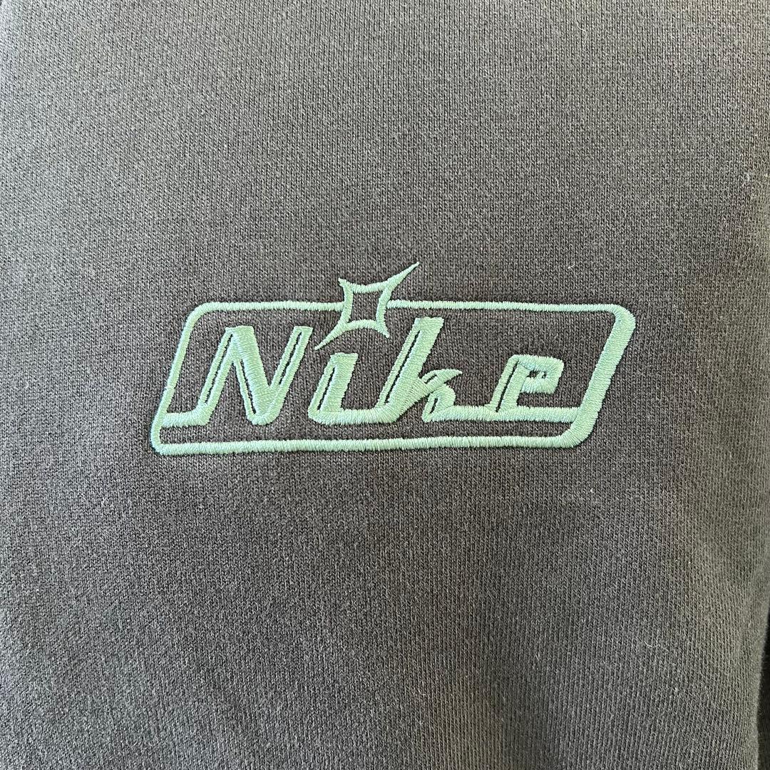 ナイキ スウェット ハーフジップ 黒/ブラック 刺繍ロゴ XL 古着 90s