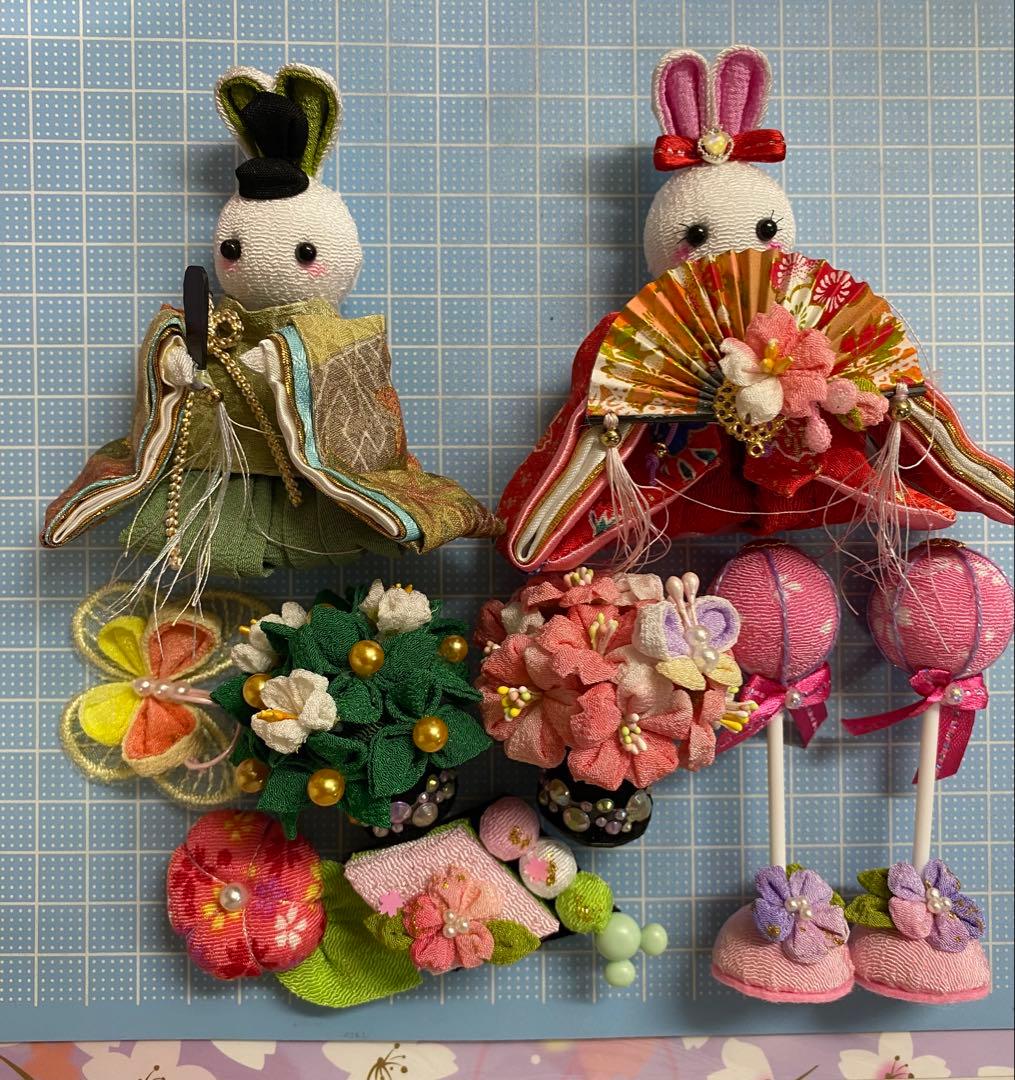 ちりめん細工 つまみ細工 うさぎ雛壇飾り No.679 ハンドメイド - メルカリ