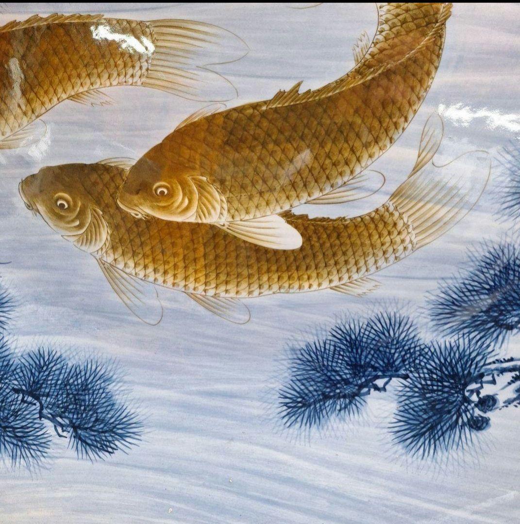 有田焼 染付松鯉絵三尺大皿 神右衛門 - メルカリ