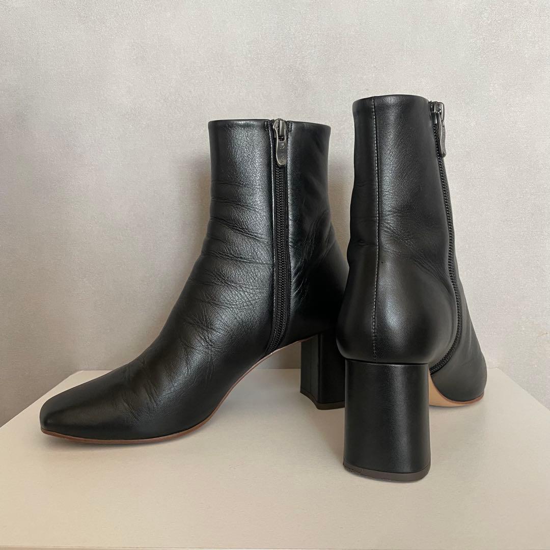 ダイアナ スクエアトゥ サイドジップブーツ 23.5 ミドル丈チャンキー