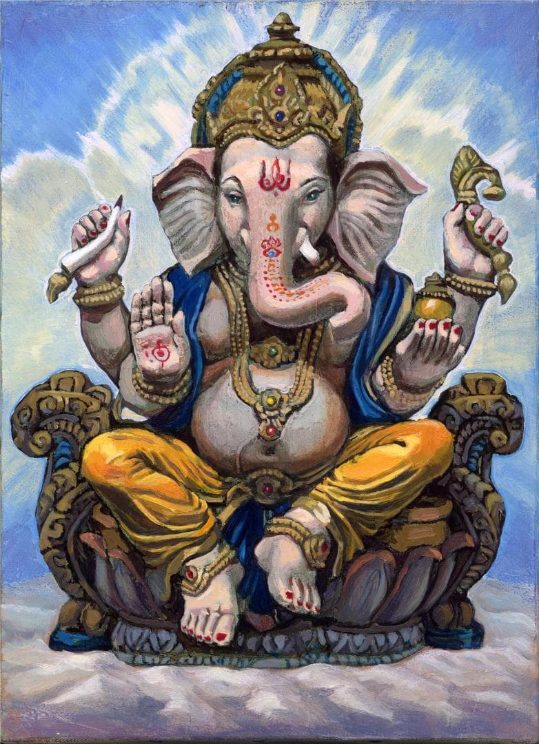 インドの神様 ガネーシャの絵画（油彩F4号333✖️242㎜）額装なし