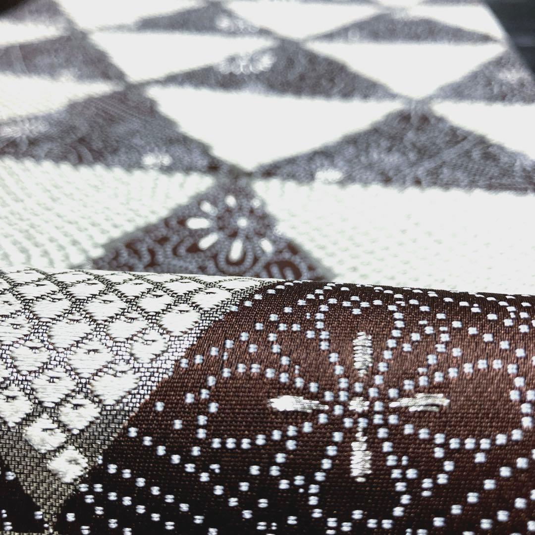 正絹 六通袋帯【鱗文様 花 鹿の子】