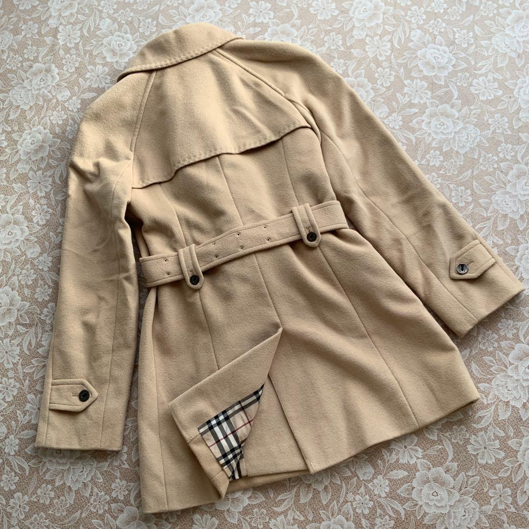 美品 バーバリーロンドン トレンチ型 アンゴラウールセミロングコート
