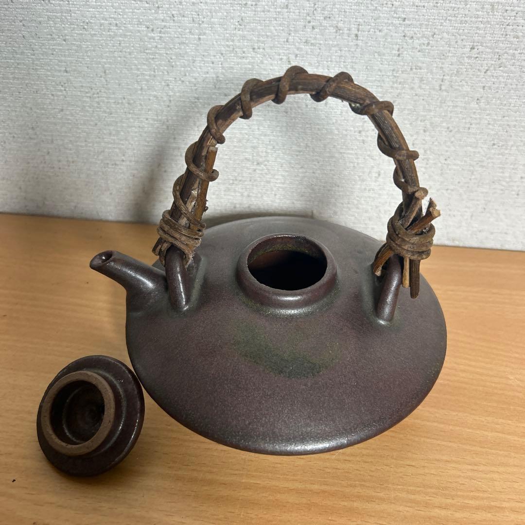 自宅保管品 黒薩摩の銚子 急須 銘 柿