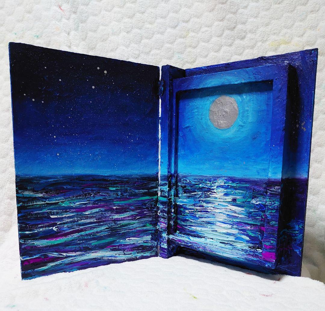油絵 絵画 ブックボックス【夜の海】 油絵 絵画 ブックボックス【夜の海】 - メルカリ