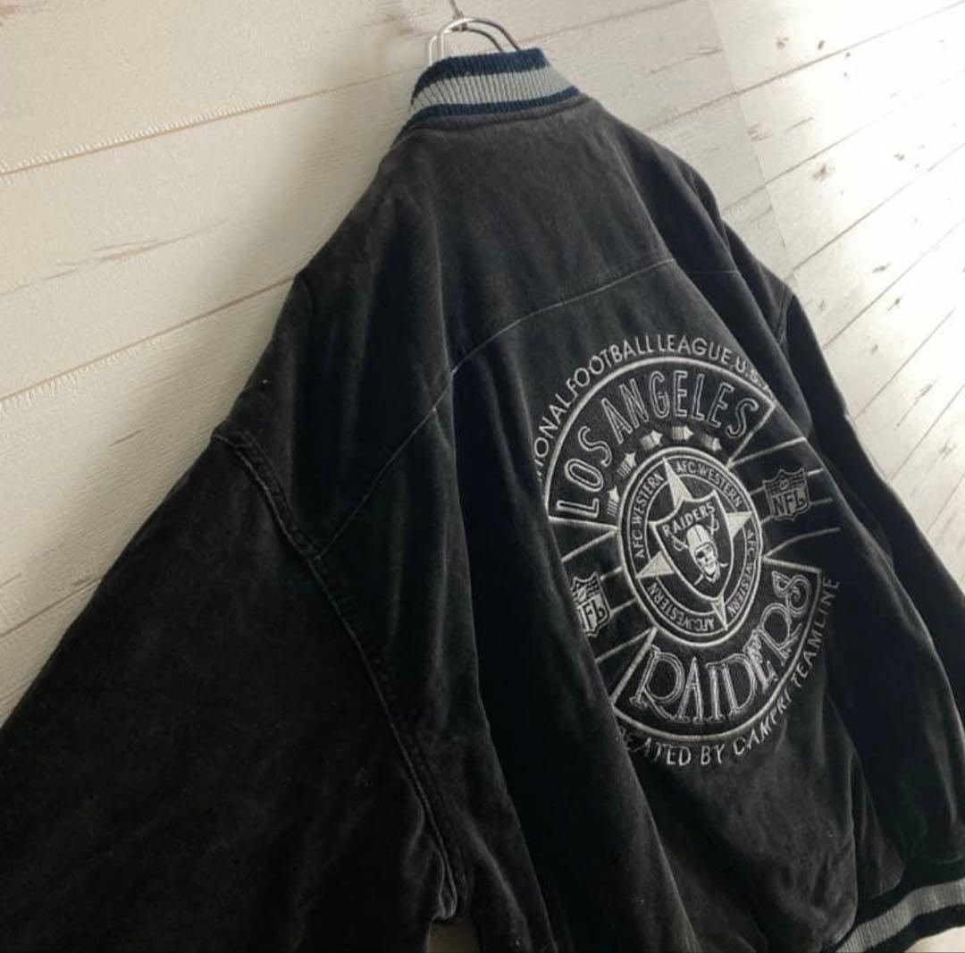 な*き様 《超希少品》NFL レイダース☆ブルゾン　刺繍ロゴ　チームロゴ　ベロア